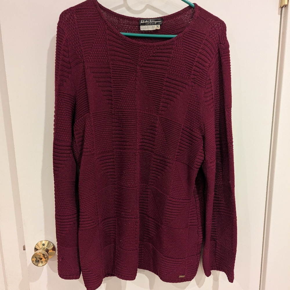 Coldwater Creek Burgundy Crew Neck Sweater